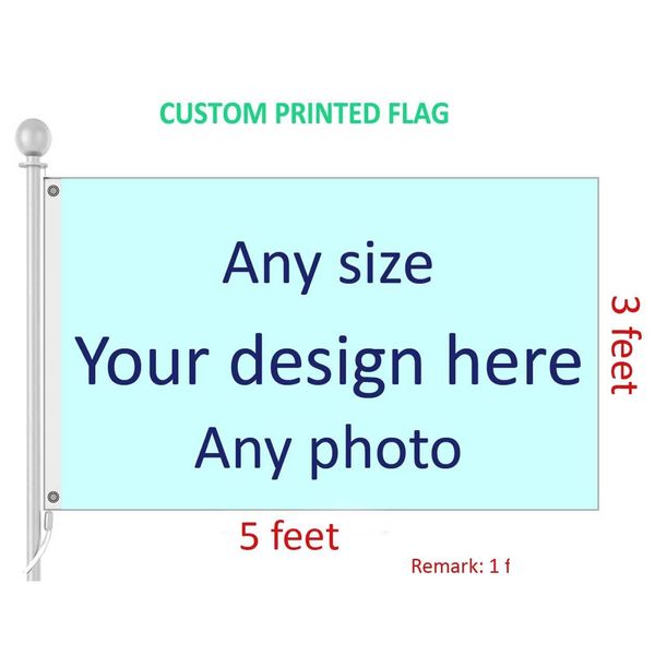 Bandeiras de banner 3X5 pés Bandeira personalizada e qualquer logotipo de cor 100D impressão digital de poliéster com haste Er Grommets Drop Delivery Home Garden Fe Dh3Px