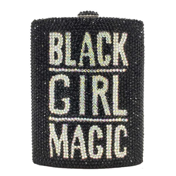 Вечерние сумки бутик de fgg Black Girl Magic Women Women Crystal Clutch Match Metal Hard Case Designer Minaudiere Sudbag кошелек 230804