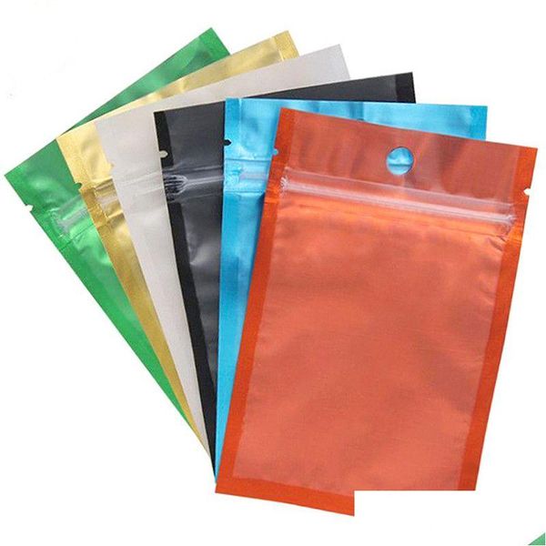 Sacos de embalagem por atacado Saco de folha de alumínio colorida que pode ser fechado novamente com zíper em um lado transparente atrás de plástico à prova de cheiro bolsas Drop Delivery Office S Dh30D