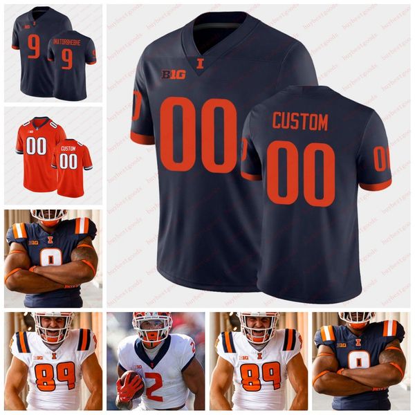 2023 New Custom Illinois Fighting Illini Football Jersey Jartavius ​​Martin 30 Sydney Brown 31 Devon Witherspoon Illinois Jerseys