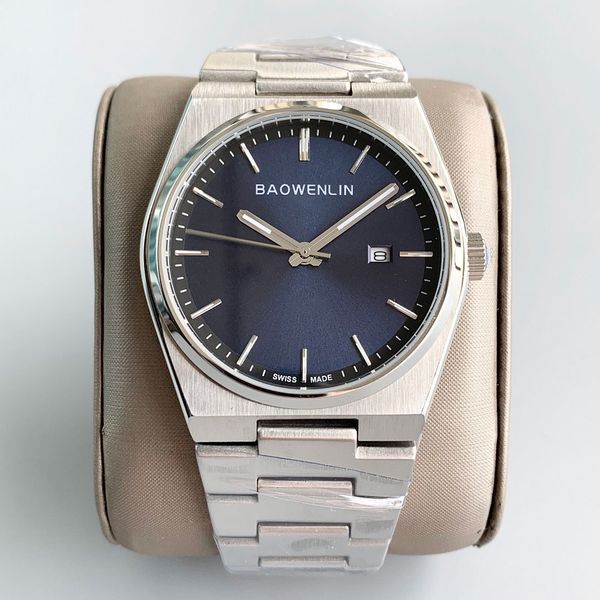 Top Mens designer de relógios de movimento de quartzo de alta qualidade ouro rosa tamanho 40MM pulseira de aço inoxidável luxo Orologio WristWatches for Men tis t137 prx watchs Blue