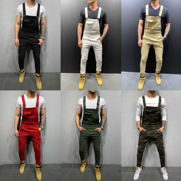 Cool Designer Brand Jeans Uomo Pantaloni per uomo Pocket Denim Tuta complessiva Streetwear Bretella sexy E21