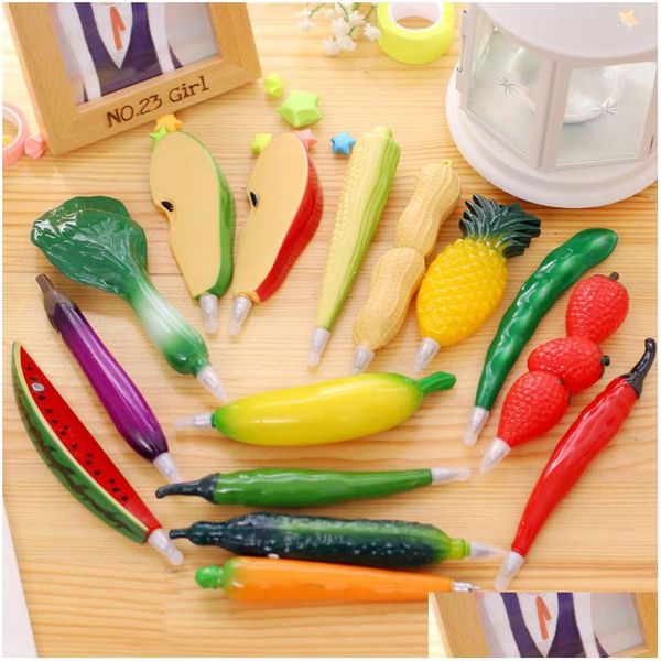 Penne gel All'ingrosso Verdura Frutta Penna a sfera Penna creativa Cartone animato e forma Mticolor Drop Delivery Office School Business Industrial W Dhdon