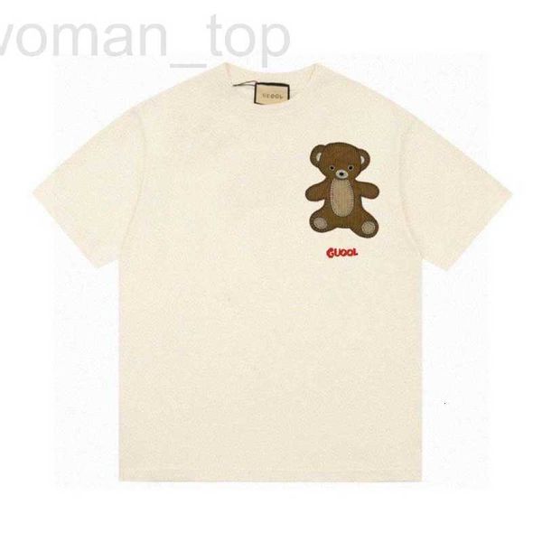 T-Shirt Feminina Designer Verificado e Corrigido 2023 Verão Novo G Home Adesivo Desenho Ursinho Bordado Mesma Camiseta Manga Curta Masculina VW52
