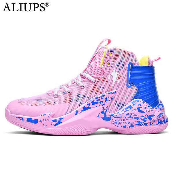 Homens vestidos sapatos mulheres Aliups 3645 Meninos de basquete rosa meninos respiráveis não -lips esportes vestíveis tênis atléticos Girls 2 98