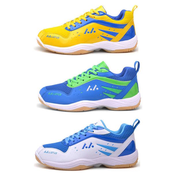 Nuove scarpe da badminton Scarpe da allenamento comode da uomo da donna Scarpe da tennis giovanili antiscivolo Scarpe da ginnastica sportive bianche blu gialle