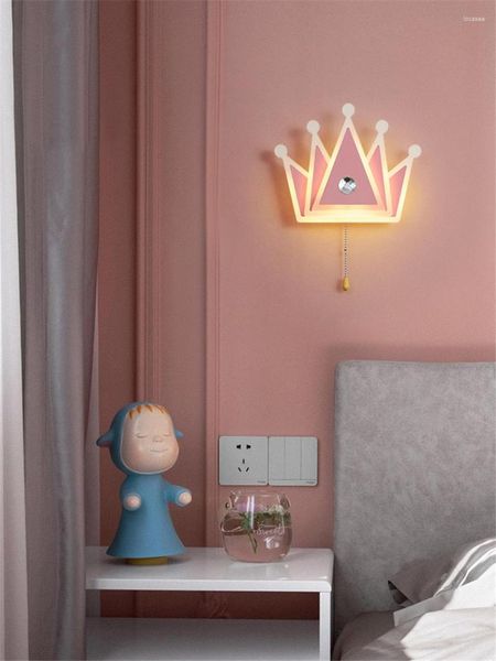 Стеновая лампа Нордическая спальня Детская комната лампы с переключателем прикроватной девушки домашнее украшение осветительное коридор огни