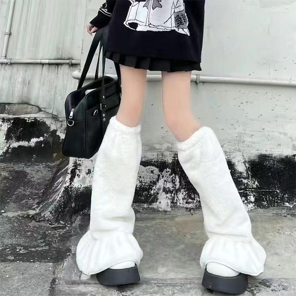 Calzini da donna Polsini con stivali in pelliccia Scaldacollo giapponese Harajuku JK Lolita Boho Calzino Set giarrettiera invernale