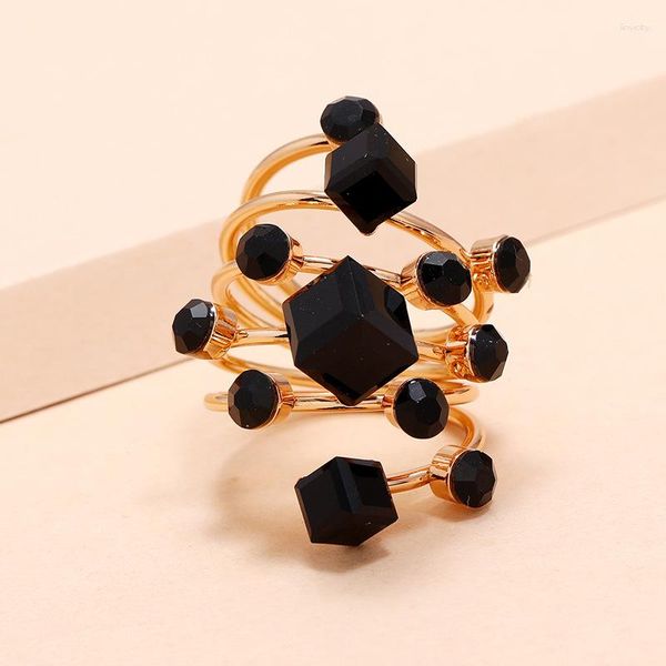 Eheringe 2023 Vintage Strass Antik Gold Schwarz Öffnung Knuckle Finger Midi Set für Frauen Punk Statement Schmuck