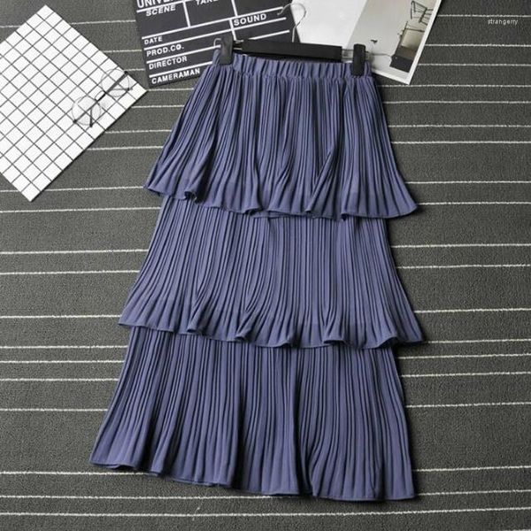 Юбки Maxi платье дамы юбка 2023 Женская модная винтажная шифоновая шифоновая одежда летняя корейская одежда