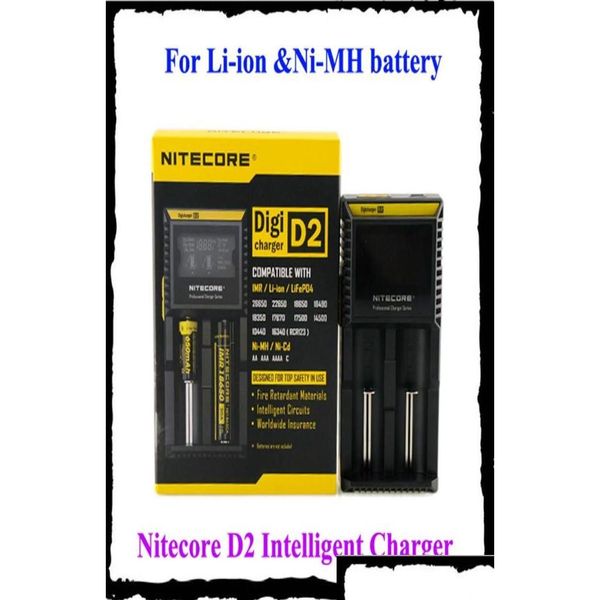 Carregadores Nitecore D2 Lcd Digicharger Carregador inteligente Pacote de varejo com bateria Liion Nimh A267195775 Drop Delivery Electro Dh8Lc