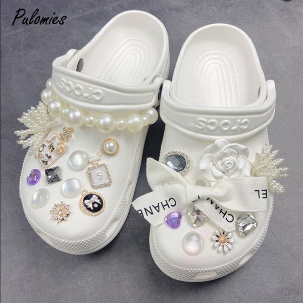 Аксессуары для обуви бренд DIY Charms для обуви Брочя ювелирные ювелирные изделия для девочек Pearl Deion Искусственные алмазные пряжки
