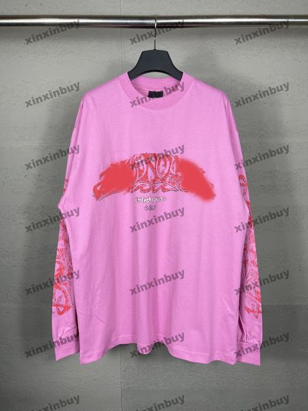 xinxinbuy Herren Designer T-Shirt 23SS Paris Flame Graffiti Briefdruck Kurzarm Baumwolle Damen Schwarz Rot XS-L