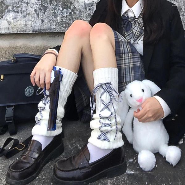 Frauen Socken Warme Band Gestrickte Japanische JK Mädchen Wade Herbst Und Winter Fuß Abdeckung Lolita Lange Boot Manschetten