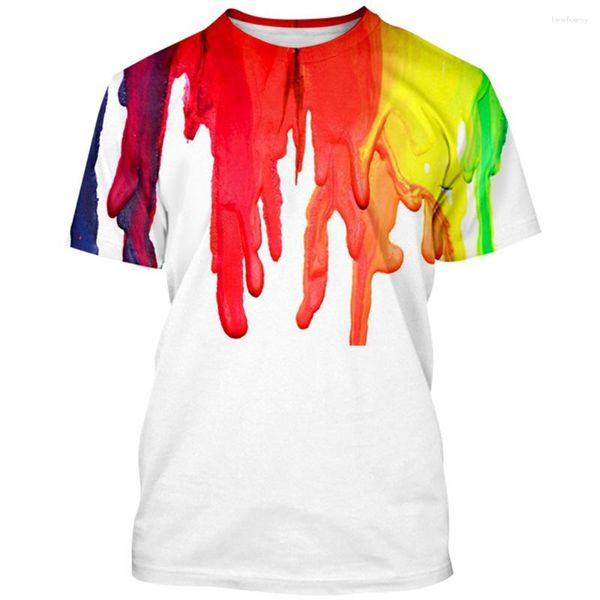 T-shirt da uomo Estate Uomo Donna T-shirt stile Harajuku Colorata Splash Ink Drip Paint Stampa Bambini Abbigliamento per adulti Camicia Moda Tshirt Top