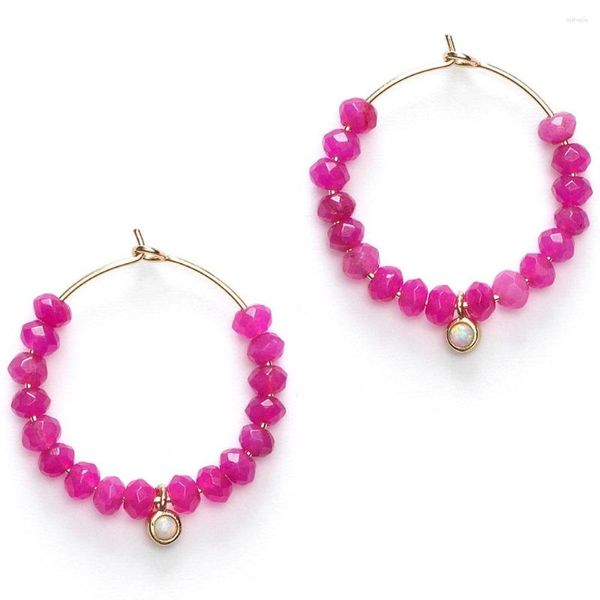 Creolen Rose Rot Perlen Runde Ohrring Opal Stein Anhänger Drachenfrucht Ohrring Mode Party Schmuck Für Frauen
