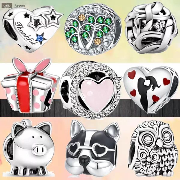 925 Silber, passend für Pandora-Charm, 925-Armband, neue Eule, Sparschwein, Spree-Flügel, Herz, rund, durchbrochene Charms. Für Pandora-Charm-Schmuck, 925-Charm-Perlen-Zubehör