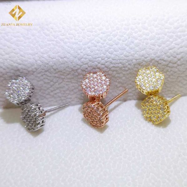 Hiphop takı vidası geri küpe lüks klasik 925 STERLING Silver Gra VVS Moissanite elmas saplama küpe