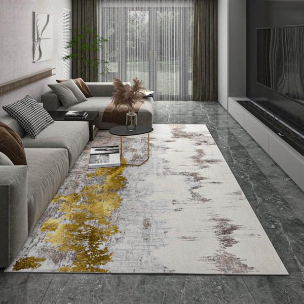 Teppiche Luxus Teppich für Wohnzimmer Große 200x300 Dekor Abstrakt Grau Gelb Teppich Schlafzimmer Moderne Bodenmatte Nordic Home Soft2447