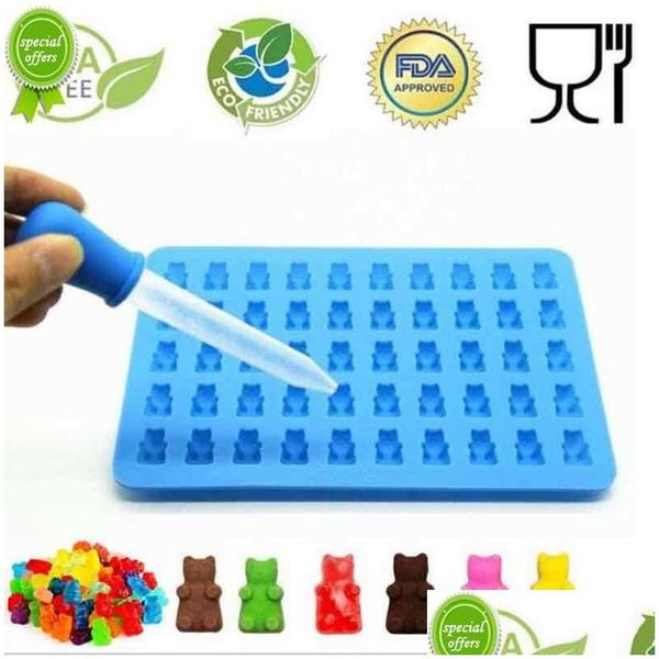 Moldes para hornear Formas de Sile Molde Forma de oso gomoso Mod Jelly Cake Bandejas de dulces con cuentagotas Fabricante de chocolate de goma Entrega de gota Inicio Gar Dhgis