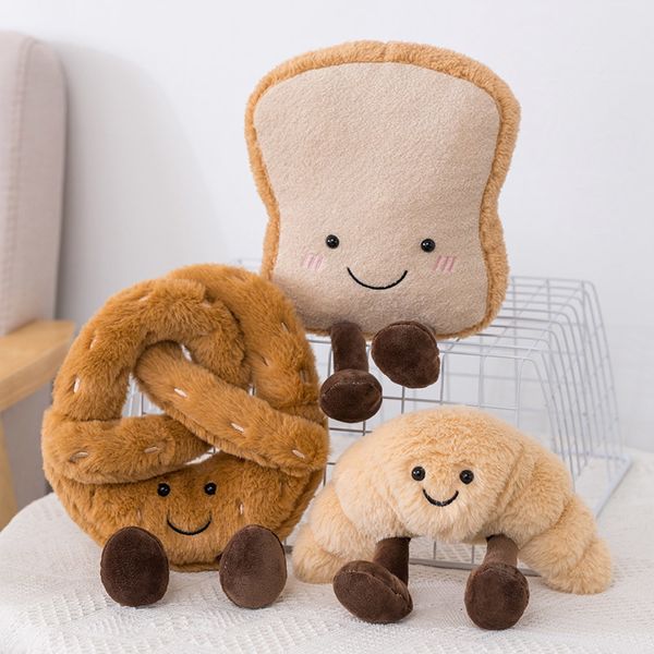 Peluche Cuscini Cuscini Carino Pretzel Croissant Toast Pane Cibo Peluche Ripiene Cartone Animato Baguette Cuscino Decor Bambola Regalo Di Compleanno Per Ragazza Kid 230804