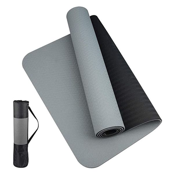 Yogamatten Dicke, zweifarbige, rutschfeste TPE-Yogamatte, hochwertige Bewegung für Fitness im Zuhause von geschmacklosem Pad183 61 cm 230814