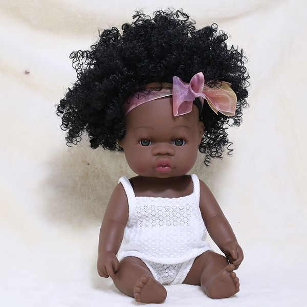 Bebekler Sevimli Yeniden Doğru Bebekler -35cm Amerikan Yeniden doğmuş siyah bebek banyosu tam silikon vinil bebek bebekleri hayat benzeri doğmuş bebek yaz oyuncak 230804