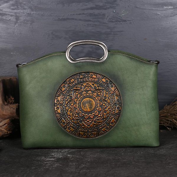 Abendtaschen Designer Vintage Frauen Echtes Leder Handtaschen Damen Retro Elegante Schulter Messenger Bag Kuh Handgemachte Womans