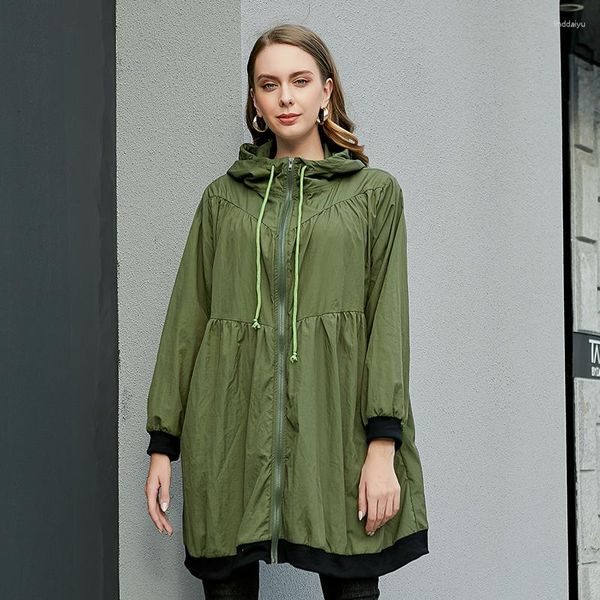 Oberbekleidung Plus Größe Sommer Licht Mantel Strickjacke Große Fett Mm Frauen Graben Einfarbig Mit Kapuze Lose Sonnenschutz Kleidung