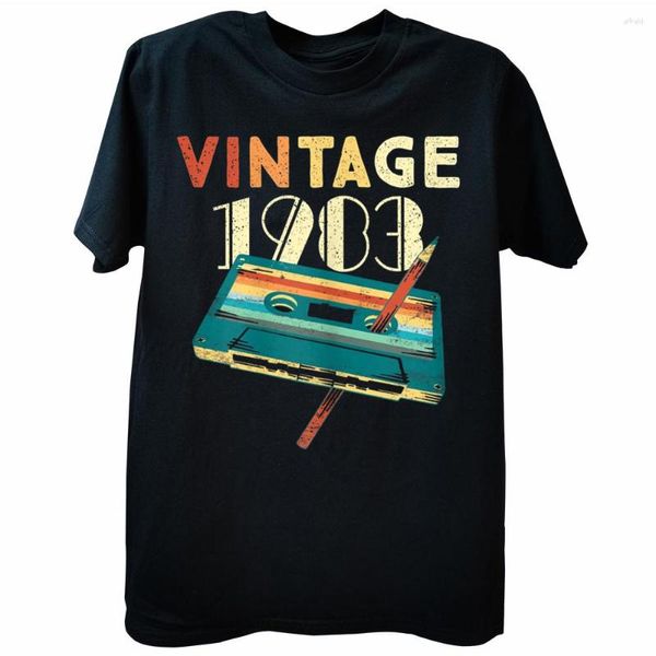 T-shirt da uomo Vintage 1983 Music Cassette 40th Birthday Gifts 40 anni Summer Lover Graphic Cotton Streetwear T-shirt papà
