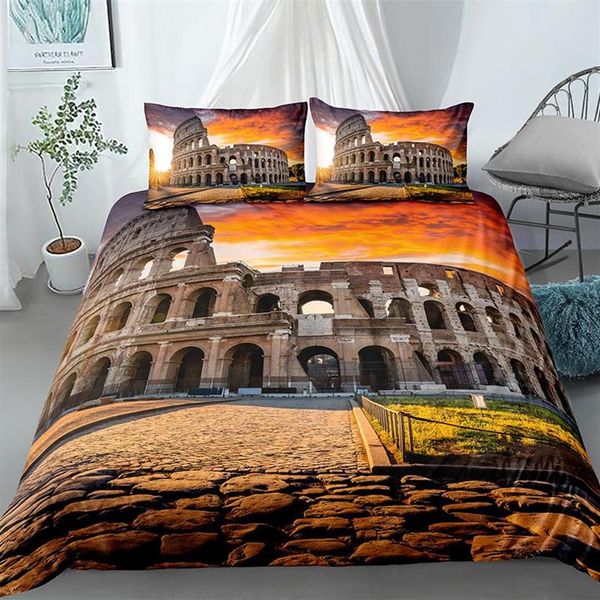 Roman Arena Scenery Bedding Set 3D Print Luxury Queen King Single Size Copripiumino Tessili per la casa Decorazione Set moderni270g