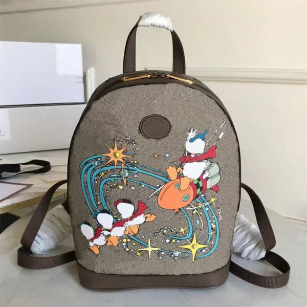 Bolsa de grife chegada couro plutônio desenhos animados pato doodle mochilas estilo feminino mochilas de grife bolsas de grife moda casual feminina pequena mochila x6cb#