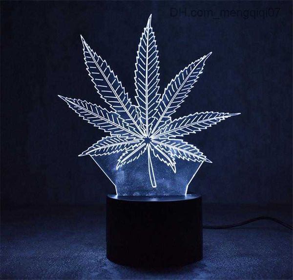 Lampade Sfumature Maple Leaf Musica ipnotica Luci notturne 3D Stereo Cambia colore Lampada Baby Sleeping Bedside Lights7274398 Z230805