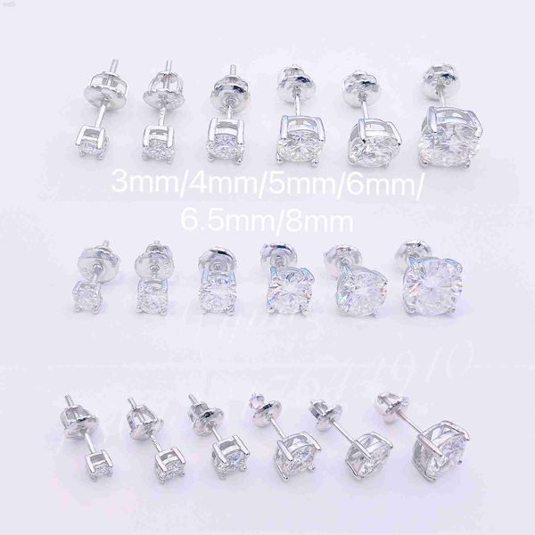 Fabrika toptan 3mm/4mm/5mm/6mm/6.5mm/8mm VVS Moissanite 925 STERLING Gümüş Saplama Küpe