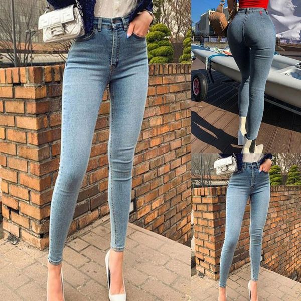 Jeans da donna Shaping Skinny Women Slim Plus Size Vita alta Gradient Long Strappato Fit Y2k Streetwear Pantaloni Pantalones