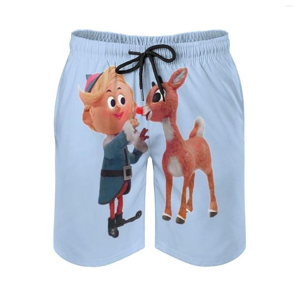 Shorts masculinos Rudolph The Red Nose Reindeer Sports Short Beach Surfing Boxer Boxer