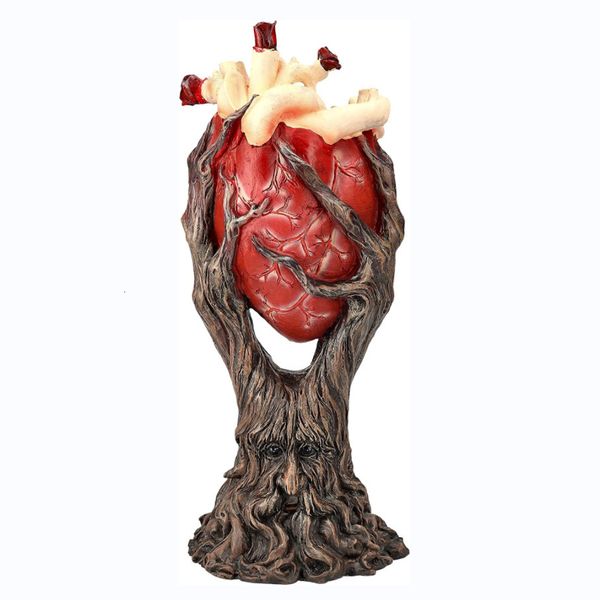 Oggetti decorativi Figurine Cuore anatomico rosso Albero con tronco di Greenman Statua Figurine Ornamento gotico Artigianato Scultura per Halloween Decorazione domestica 230804