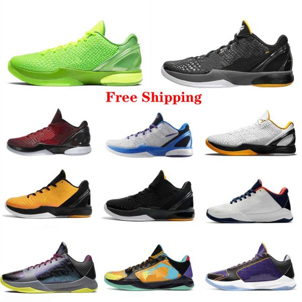 Бесплатная судоходная обувь дизайнер мамба Zoom 6 Protro Basketball Shoes Outdoor Sports Sneakers Mens Women Trainers Grinch All-Star 5 колец System System Metallic Gold Black Grey