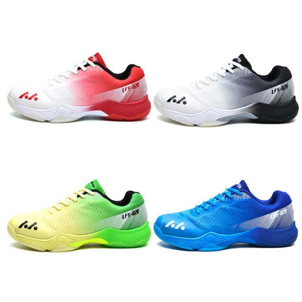 Sapatos de badminton de cor gradiente da moda tênis antiderrapante respirável juvenil tênis de vôlei para mulheres e homens