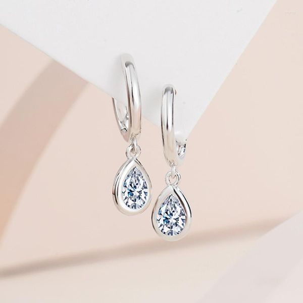 Orecchini pendenti in oro bianco 18 carati di alta qualità Moissanite D colore VVS1 ciondolo goccia d'acqua in argento sterling regalo di nozze con diamanti