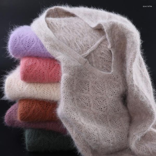 Женские свитеры норка кашемирного свитера вязаный вязаный пуловер. Случайный пустое свободный плюс размер теплый топ моды