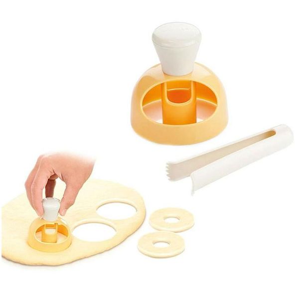 Moldes de cozimento Molde de plástico para fazer rosquinhas Fondant Bolo Pão Sobremesas Padaria Mod Ferramentas de decoração Faça você mesmo Cortador de rosquinhas com alicate Drop Dhn1F