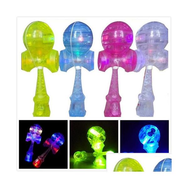 Kendama 30 pçs/lote 18,5 cm led bola japonesa tradicional flash jogo de madeira brinquedo piscando Kendamas drop entrega brinquedos presentes novidade gag dhaev