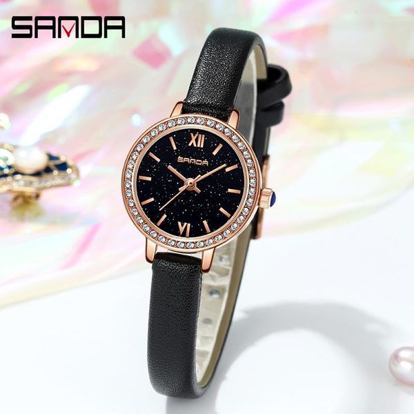 Orologi da polso SANDA Orologi al quarzo da donna Moda cinturino in pelle casual Orologio da polso quadrato di alta qualità Orologio da donna amante regalo Reloj Muje