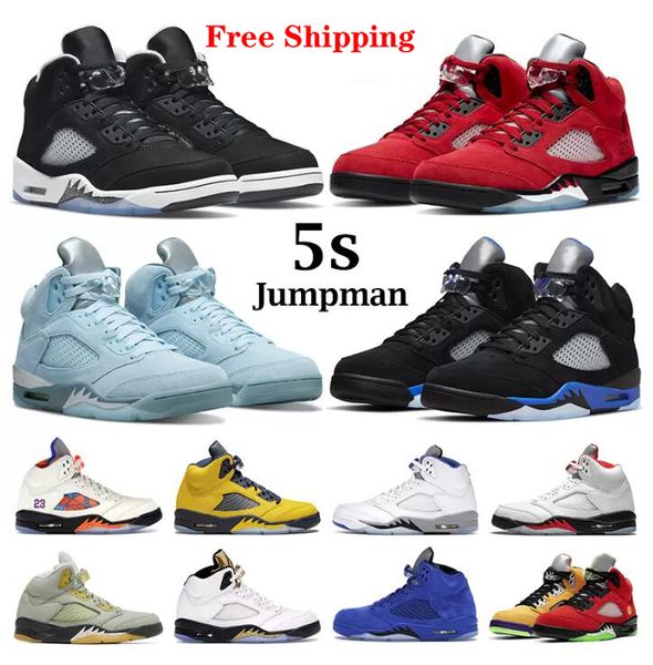 Kostenloser Versand Schuhe 5s Basketballschuhe Männer Jumpman 5 Racer Blue Bluebird Moonlight Raging Red Stealth 2.0 Alternate Grape What The Anthracite Sportschuhe