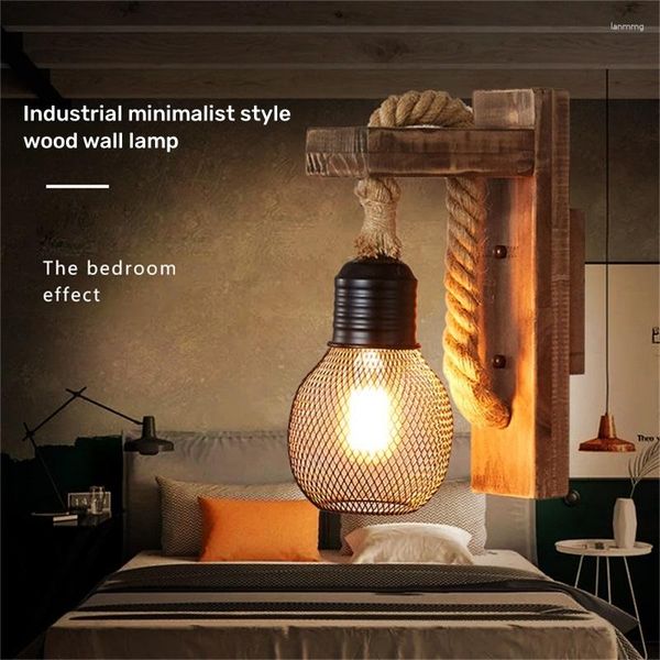 Duvar lambası Klasik Sconce Işıkları Ahşap Tasarım Loft Retro Yaratıcı Led Işık Dekoratif Ev Bar Restaurant İç