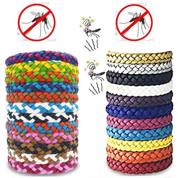 Treccia fai-da-te Bracciale in pelle PU Bracciali repellenti per zanzare Braccialetto antizanzare Braccialetto Corde Treccia Repellente per insetti PestZZ