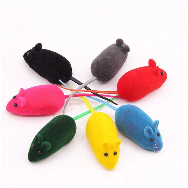 Kedi oyuncakları colorf fare oyuncak gerçekçi kürk fareler hayvan gıcırtılı kauçuk evcil hayvan malzemeleri desen dağıtım ev bahçesi dhqi1