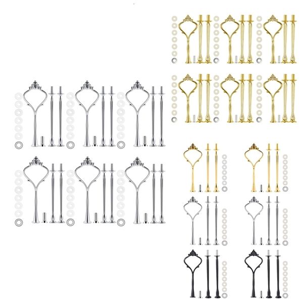 Conjunto de 6 bandejas de moldes de cozimento para suporte de bolo 3 camadas para servir casamento e festa 230804