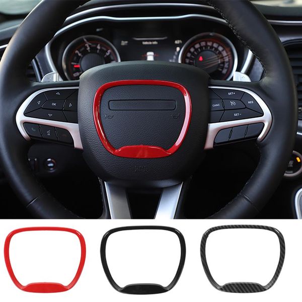 Adesivo per decalcomania del kit dell'emblema dell'anello della decorazione del volante dell'ABS per Dodge Challenger Charger 2015 Accessori per interni auto2363